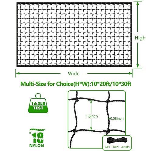 10'x15' Baseball Softball Backstop Nets, Heavy Duty Baseball Netting Ball Sto... - Picture 2 of 7