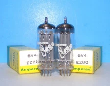6V4 EZ80 NOS Amperex Bugle radio audio amplifier vacuum tubes 2 valves France