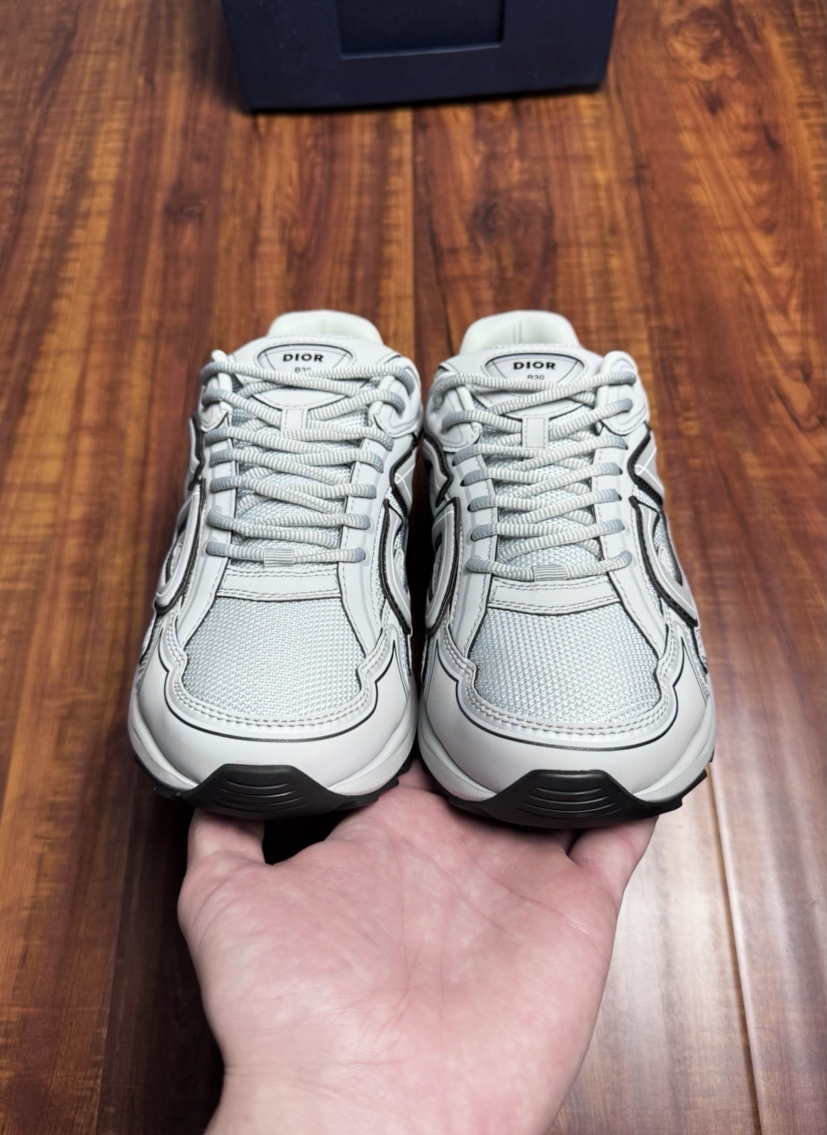 Dior B30 CD Reflective Grey Black Mens Mesh Trainer Sneakers - Size 43D 10US image 6