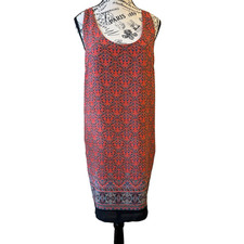 Skies Are Blue Sleeveless Dress Spaghetti Straps Large Salmon Multi-Color