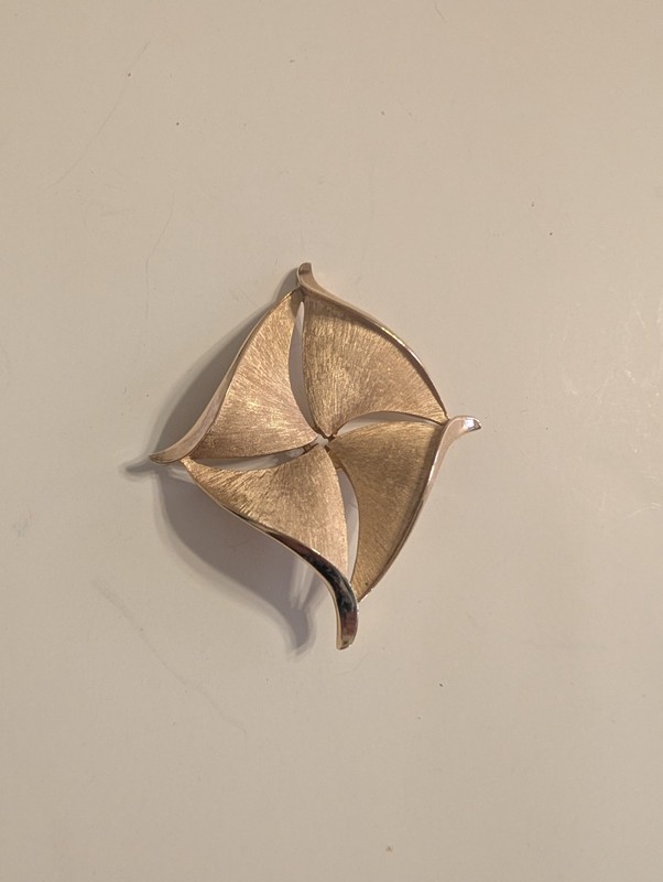 Gold Colored Square Shaped Trifari Brooch