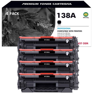 1-4PK 138A W1380A Toner Cartridge with Chip for HP Laser Jet Pro MFP 3101fdw