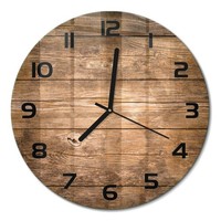 Glas-Wanduhr Aus GehäRtetem Glas Wanduhr Holzhintergrund Schwarze Zeiger Fi30 Cm