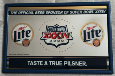 Vintage 2000 Miller Lite Beer Super Bowl XXIV Superdome Bar Mirror