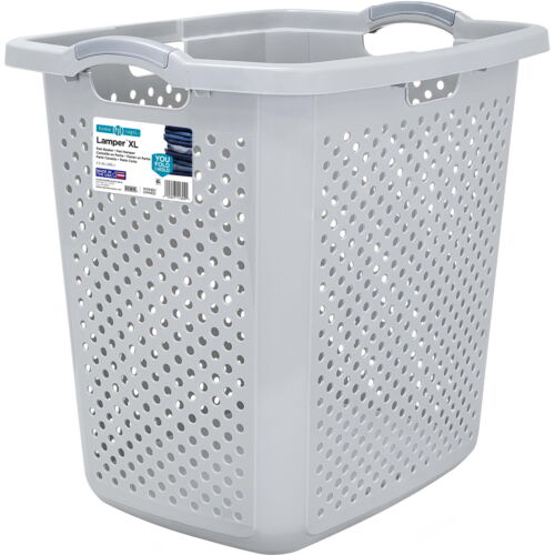 XL Lamper Plastic Laundry Basket 2.5 Bushel, Soft Silver, Adult / Tween