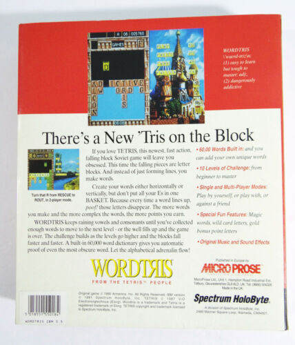 Wordtris IBM DOS PC Game Spectrum Holobyte Big Box 1991 3 1/2 Floppy Version - Picture 2 of 5
