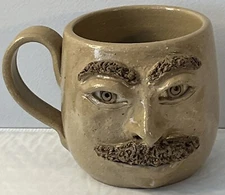 North Cole Pottery Signed Sandy Cole KS Brown Face Mug Coffee Cup Sanford NC
