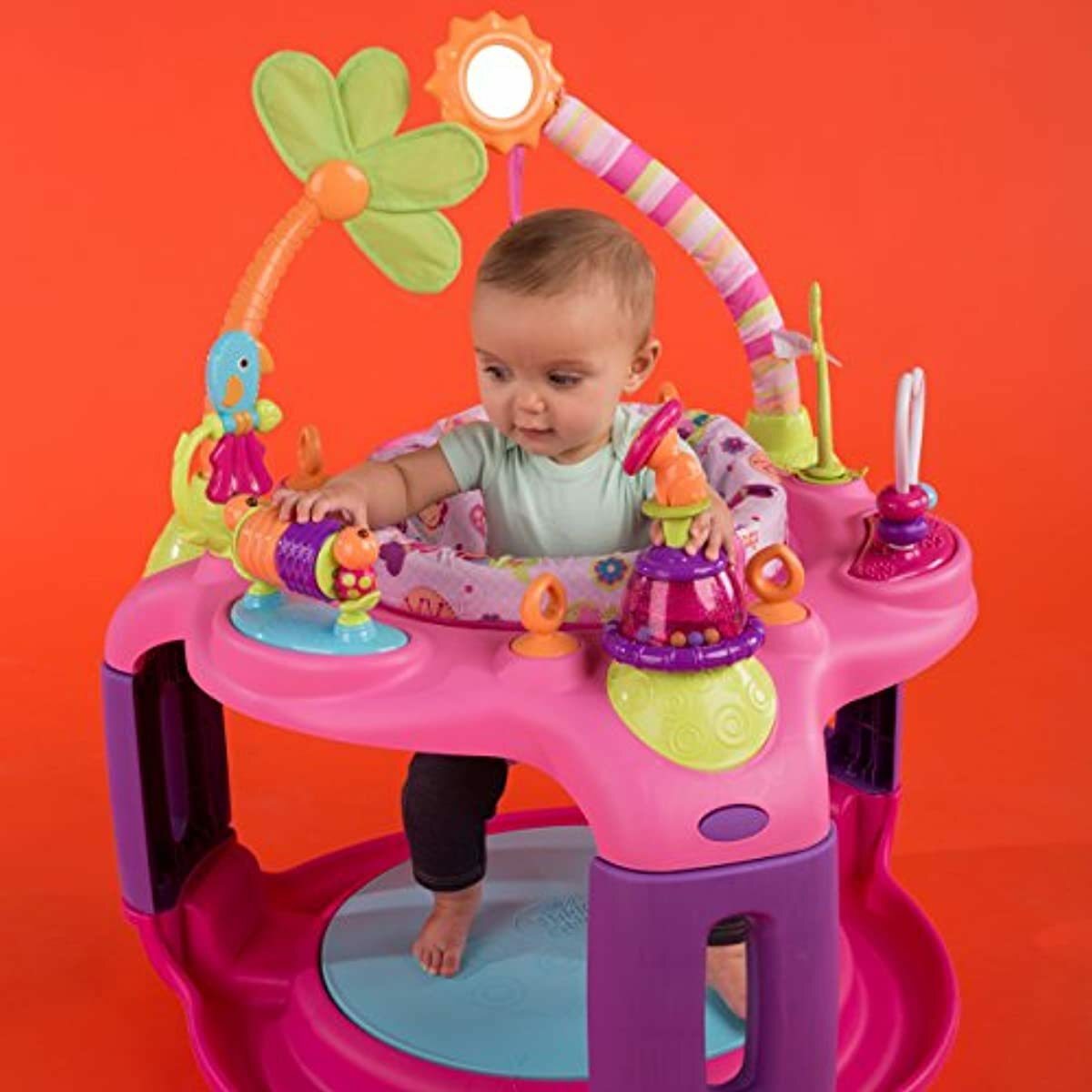 bright starts exersaucer pink