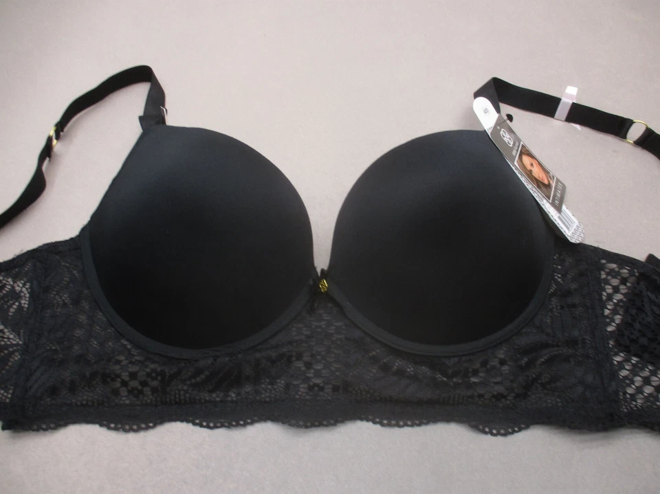 Nuevo con etiquetas Sujetador push-up 40D Daisy Fuentes para mujer forrado negro con aros cierre trasero 9D Foto 2 de 4