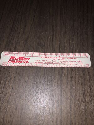 Vtg MidWest Carbon Co Advertising Ruler 6 Inch Minneapolis MN Des ...