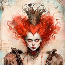 A3 Decoupage Rice Paper QUEEN OF HEARTS - Alice in Wonderland - Same Day Ship