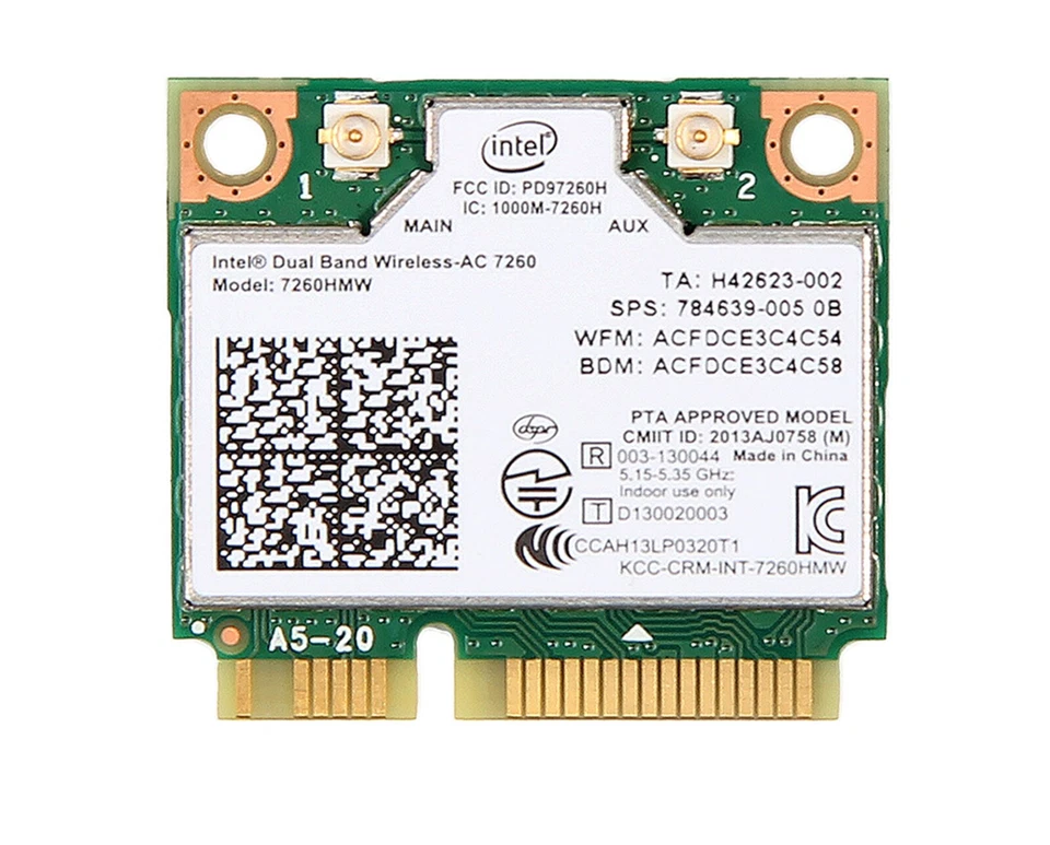 AU Dual Band Wireless Intel 7260HMW WiFi Card 2.4G/5Ghz 802.11AC MINI PCI-E 2x2 - Image 2 of 4