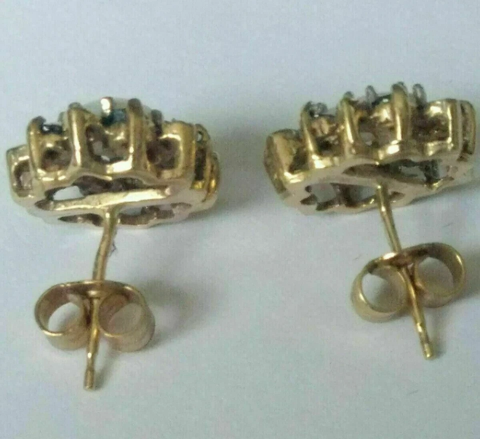 Oval Cut Simulated Fire Opal Women's Gorgeous Halo Stud 14K Yellow Gold Plated - Image 2 of 4