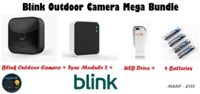 Blink Outdoor Kamera Mega Bundle Kamera + Sync Modul + USB Drive + 4 Akkus