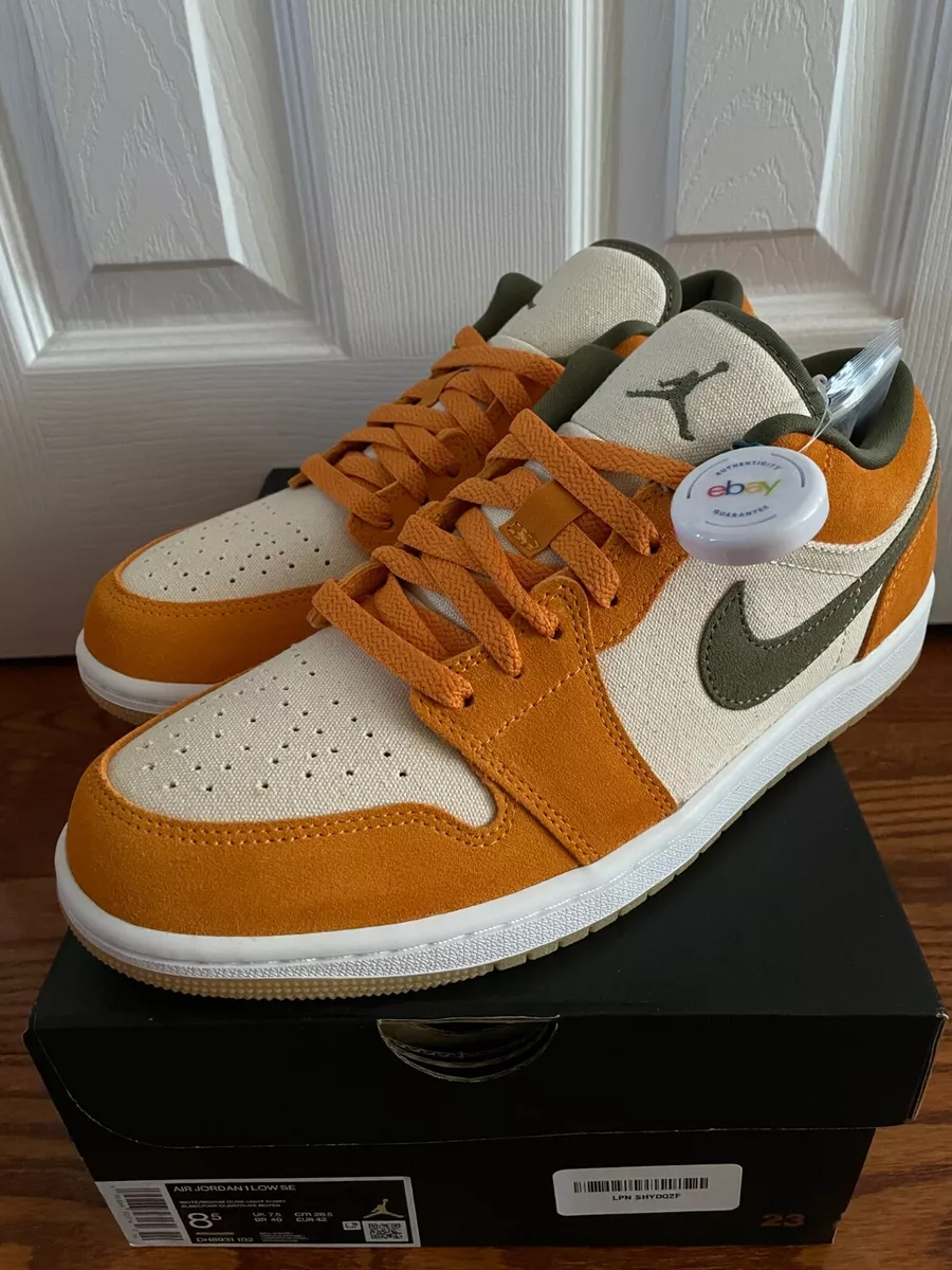 Nike Jordan 1 Low Ceramic Orange Olive 8.5 DH6931 102 Green Sail White Curry