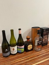 Empty Alcohol Bottles, total of 5, wine bottles, whisky bottles, alcohol bottles