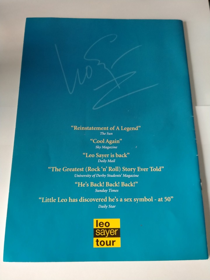 Leo Sayer 1998 UK Tour programme - genuine vintage tour merchandise ...