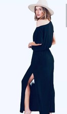 Love Stitch Black Off Shoulder Maxi Dress