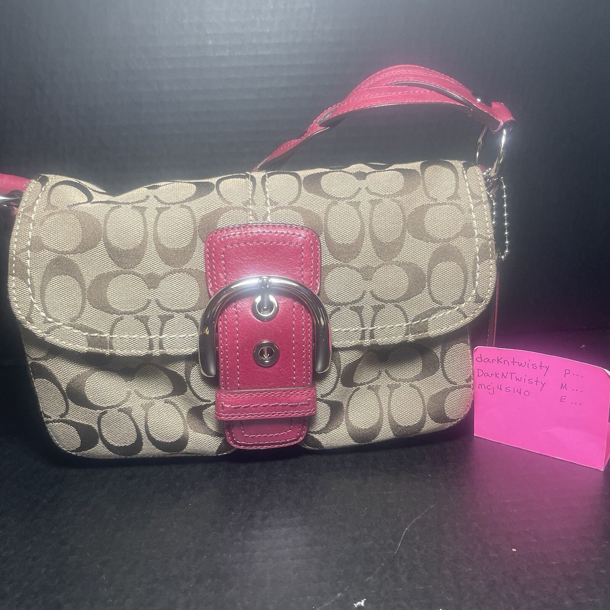 バッグ Vintage Coach Signature Accessory Pouch vintage coach Signature crossbody bag Beige & Pink (See Pics