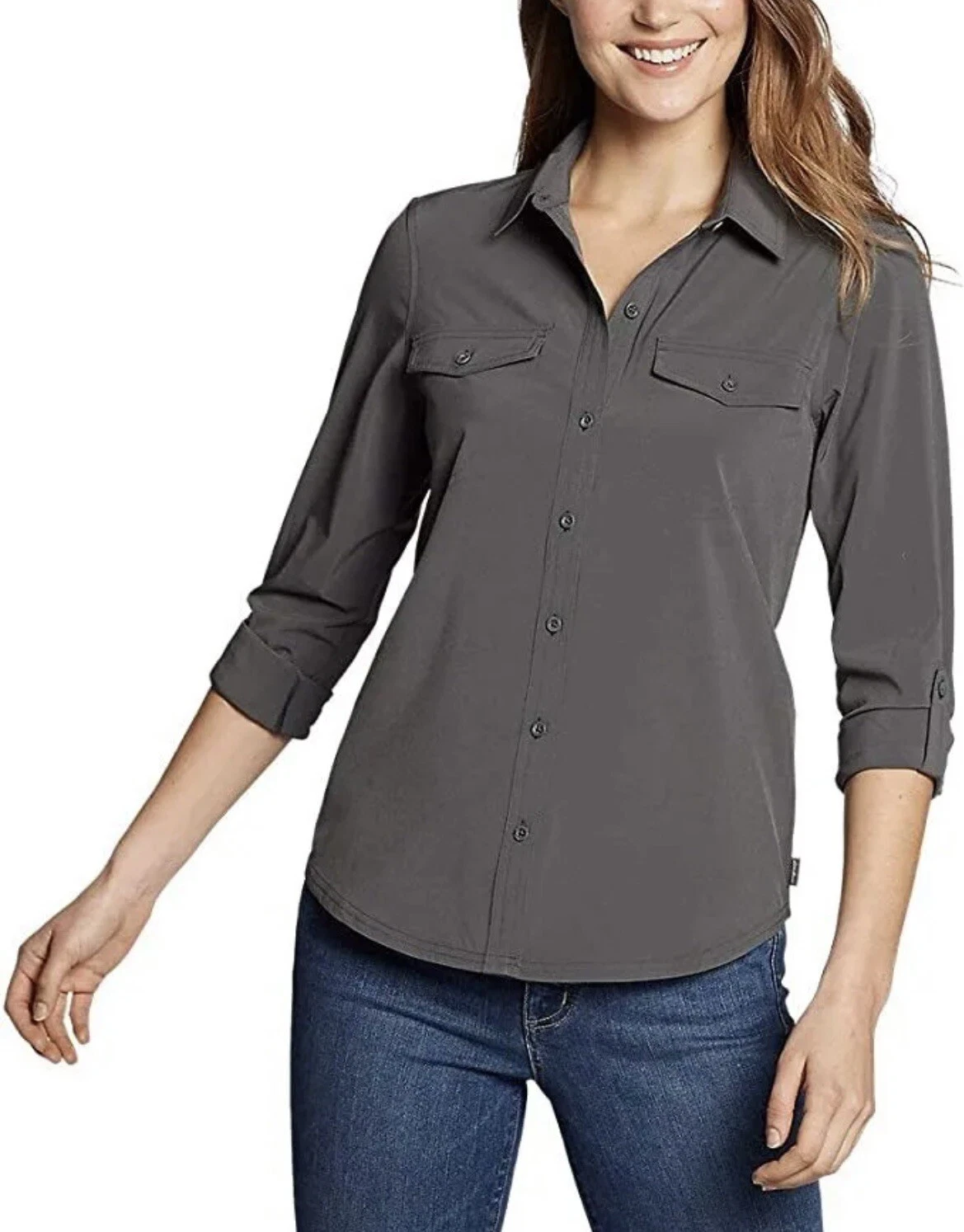 Women's Eddie Bauer Departure 2.0 Long Sleeve Shirt Gray Small
