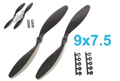 4 Hélices Slow Flyer 9x7.5 Pulgadas (229x191mm) Para Drones Eléctricos - Con Adaptador, Color Negro, TopHobbyUS