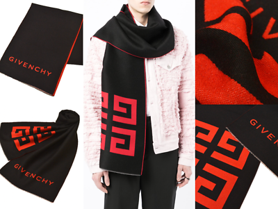 GIVENCHY Unisex Wool Silk 4G Logo Scarf Schal Mufflers Stola Tuch