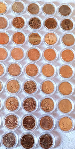 Gold Toned Quarters State Territories Individual Cases Uncirculated 116 Quarters - Picture 17 of 21
