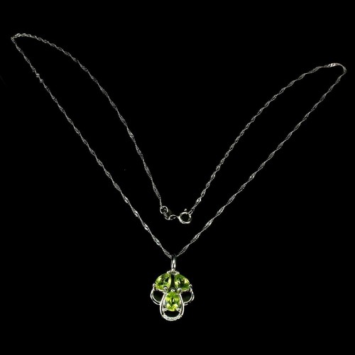 Silver Earring Pendant Peridot Genuine Natural Gems Solid Sterling With Chain - Picture 21 of 24