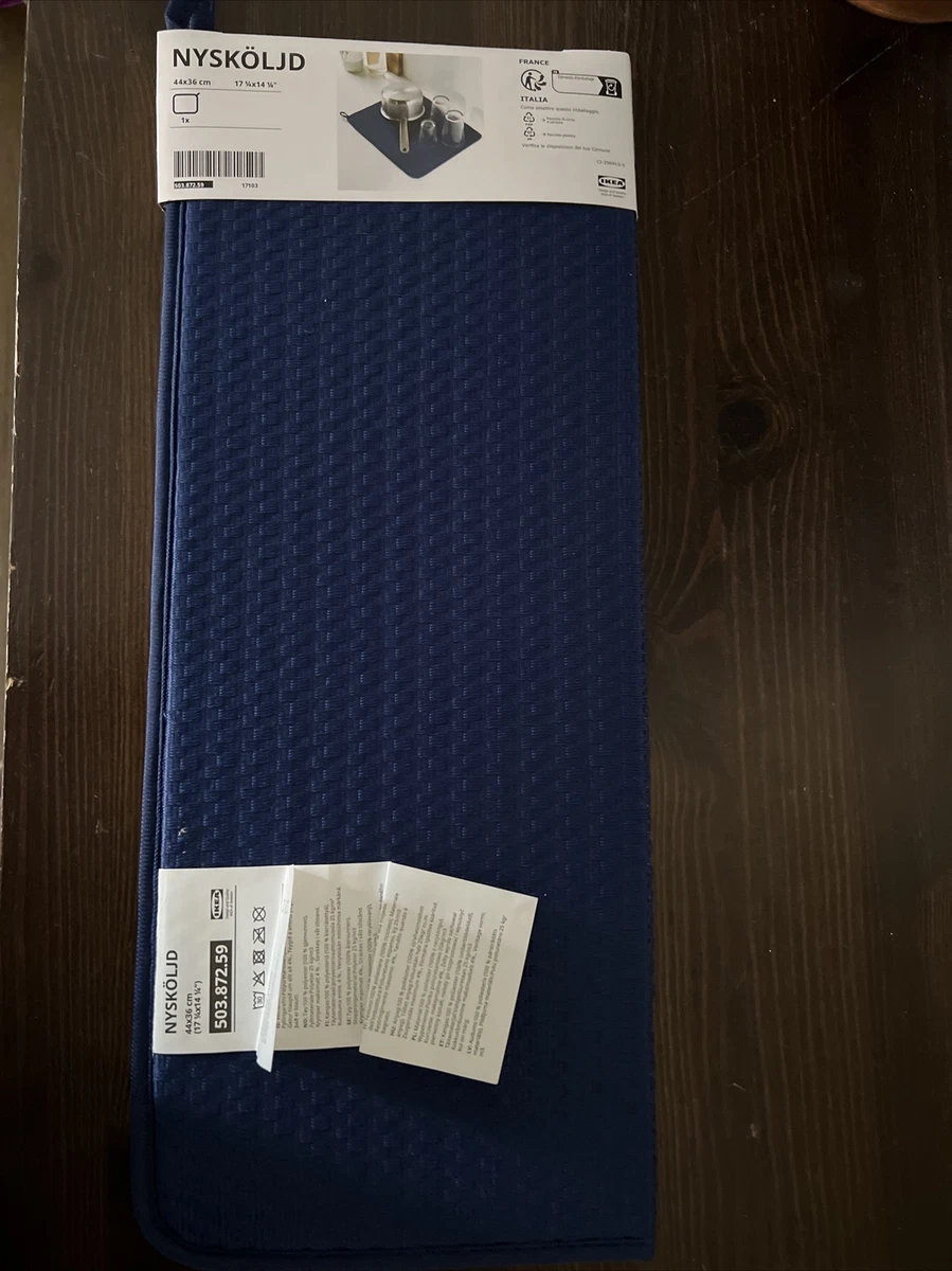Ikea NYSKOLJD Blue Dish Drying Mat Machine Washable Foam H 17 1 4