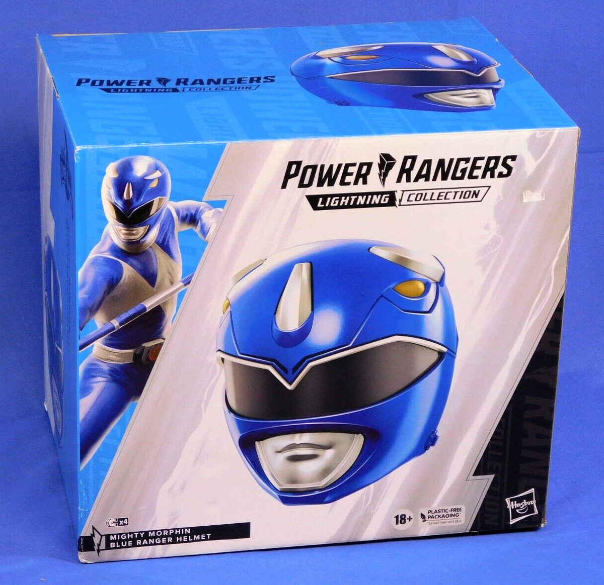 MIGHTY MORPHIN POWER RANGERS BLUE RANGER HELMET LIGHTNING