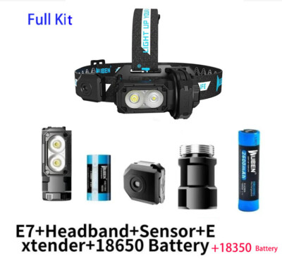 WUBEN E7 1800 Lumen 2x LED USB C Recheargeable Headlamp Kit + Gesture Sensor