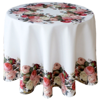 Tischdecke Rund Ø 150 Cm Druckmotiv Rosen Rosenmuster Landhausstil