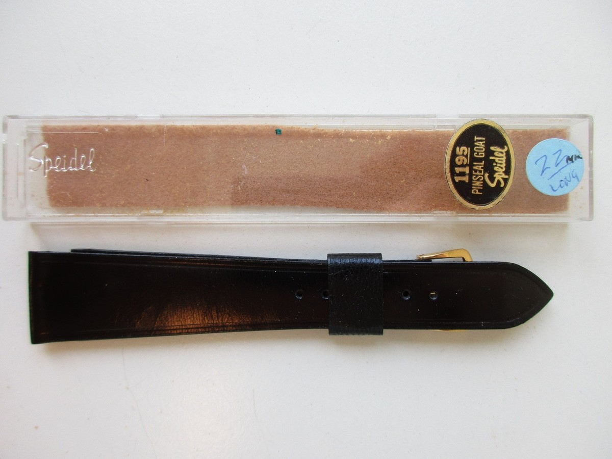 Vintage Speidel Pinseal Goatskin Black Watch Band 7/8 in w/ Case Speidel U.S.A. Black Pinseal Goat 20 MM 7/8L leather watch  main image 2