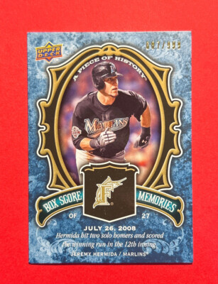Jeremy Hermida ~ 2009 Upper Deck A Piece Of History ~ Box Score Memories /999