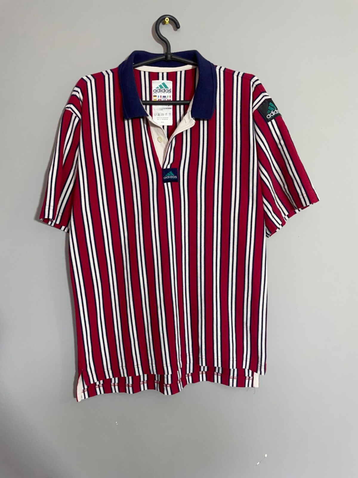 Vintage Adidas Equipment Striped Polo Shirt size S
