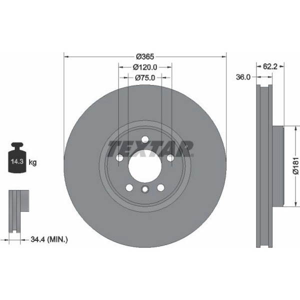 2X Textar 92161005 Bremsscheibe FüR BMW X5 X6 E70 F15 F85 E71 E72 F16 F86-image