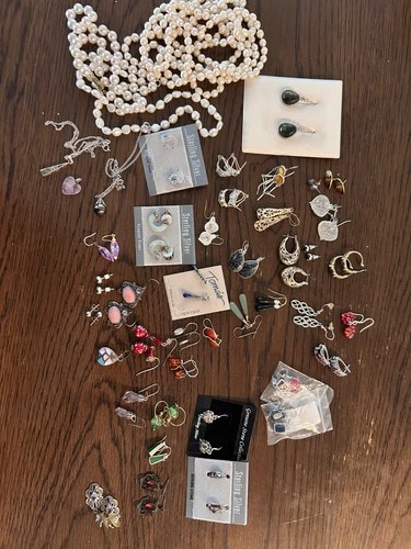 costume jewelry lot, earrings, necklaces, vintage
