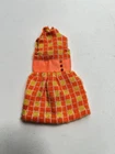 Vintage Francie 1209 Mini Orange Yellow Chex Dress “1965 Mattel” Tag