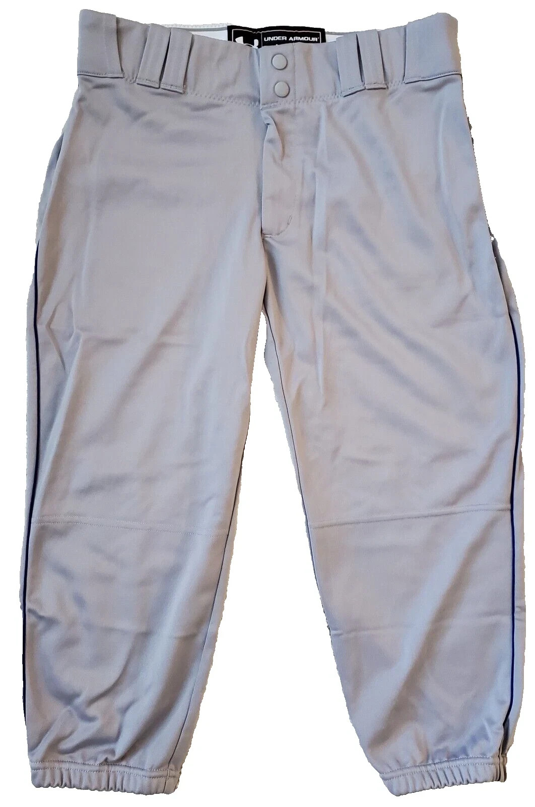 Under Armour Women's Large Softball 3/4 Pants Gray Royal Piped UA Knickers New thumbnail 2
