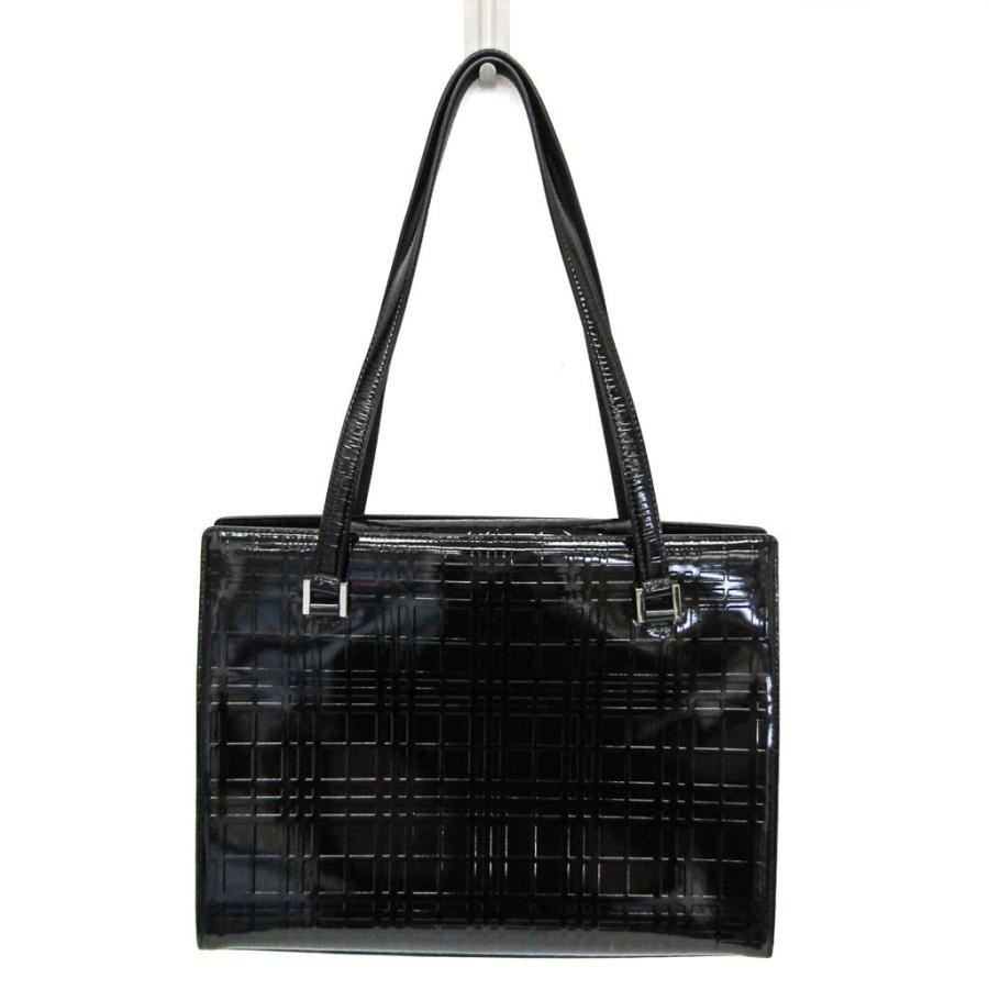 Borsa a tracolla Burberry Nova Check in pelle verniciata nera vintage autentica