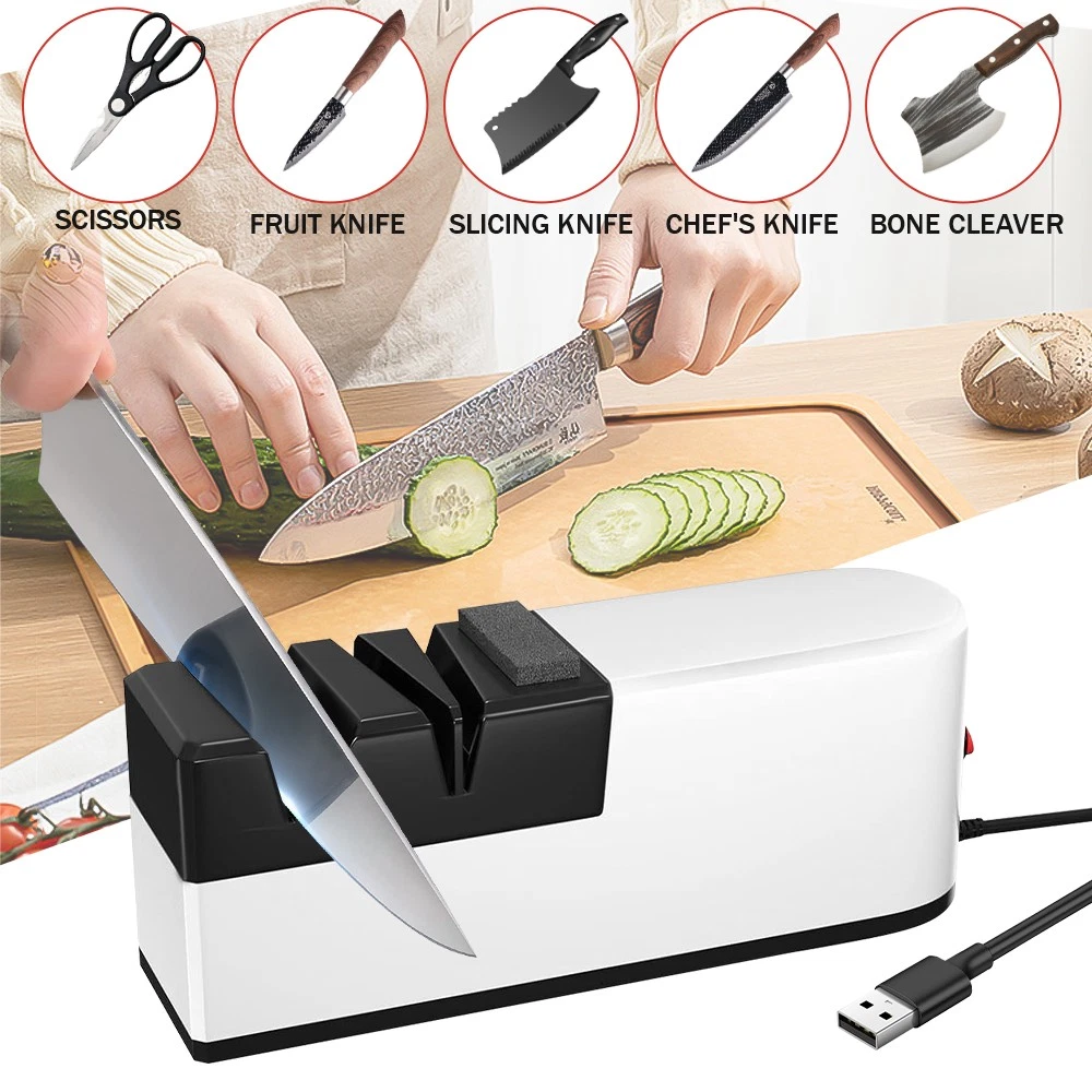 Electric Knife Sharpener Professional Stone Grinder Kitchen Sharpening 4 Stages