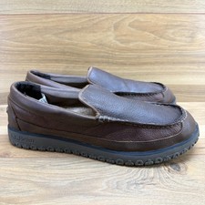 LL Bean All Week Slippers Mens 12 M Brown Leather Slip On Shoes