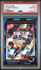 2024 Score Rookies #302 Jayden Daniels RC Blue Cubic /120 PSA 10 Washington ROY