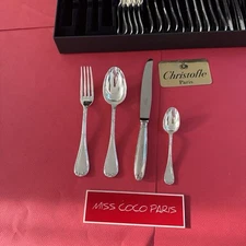 Set Cutlery Set 24 Parts Christofle Ribbons Very Bel Condition Metal Silver Rare