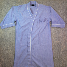 VTG Christian Dior Monsieur Mens One Size Blue Chambray Cotton Robe Pockets