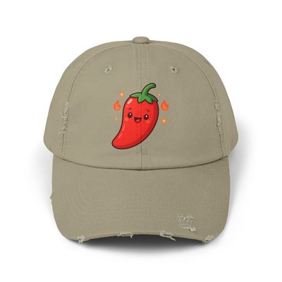 Unisex Distressed Hat Chili Pepper Cute Spicy Food Art