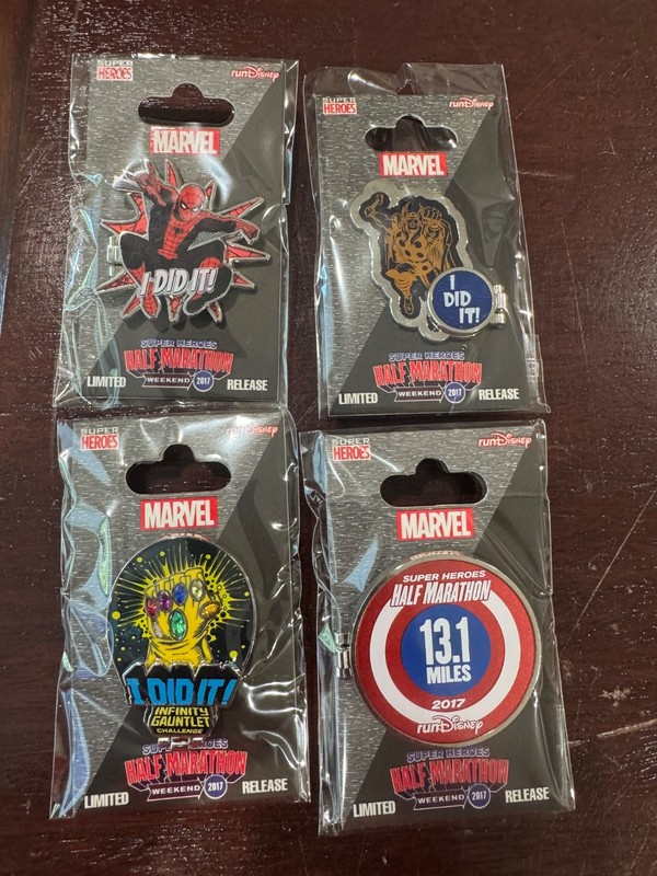 2017 Disneyland runDisney Superhero Weekend 4 Pin Set