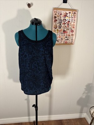 Express Floral Black Blue Racerback Sleeveless Top - Sz. S Zip Back