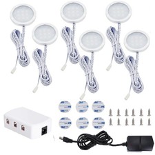 6PCS Under Cabinet Lighting Kit LED Kitchen Counter Closet Puck Lights Lamp UK