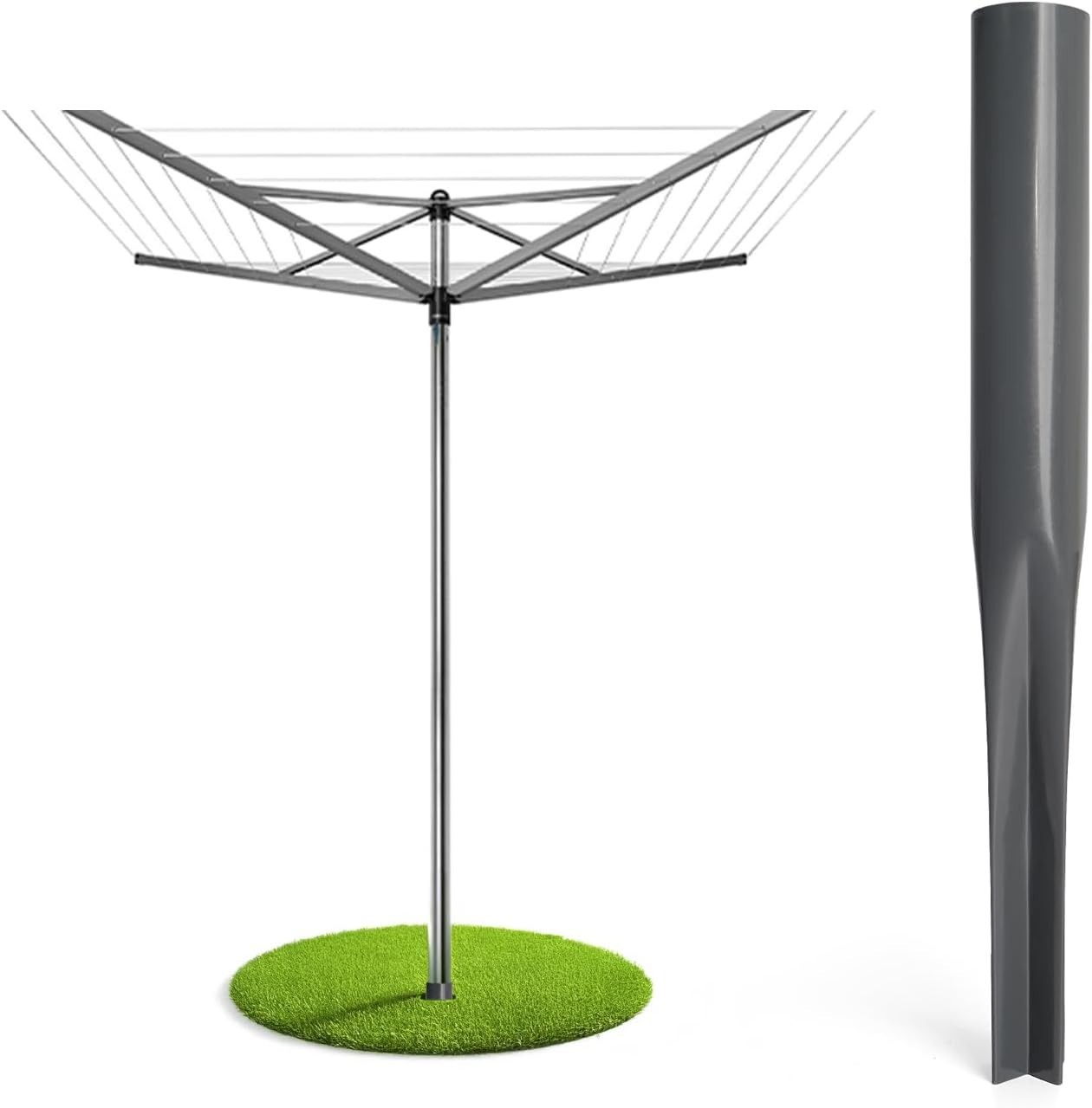Metal Ground Spike Soil Garden Clothes Line Socket Rotary Airer Parasol Washing